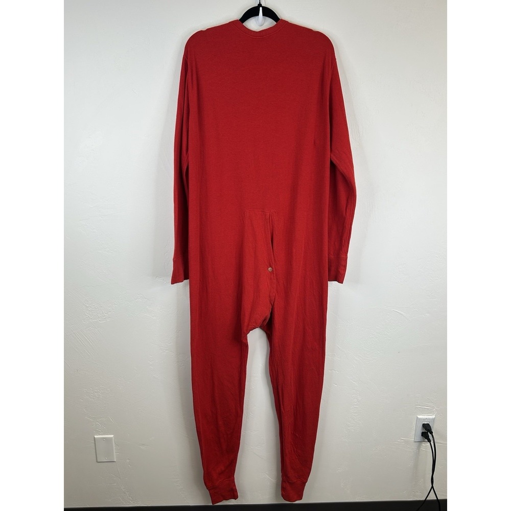 Vintage Thermal Union Suit Size L One Piece Long Johns Red Button Up Duofold - Picture 13 of 16